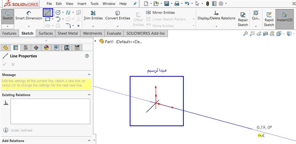 تریسم خط در فضا توسط 3d Sketch جهت شروع کار با ابزار Weldment